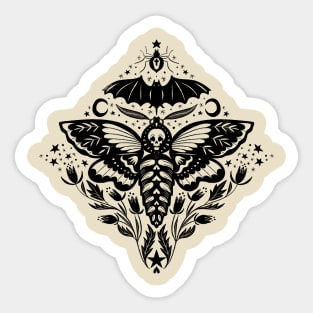 Skull Moth Damask Sticker